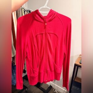 LULULEMON | light scuba hoodie | 8 | hot pink w teal Sherpa logo